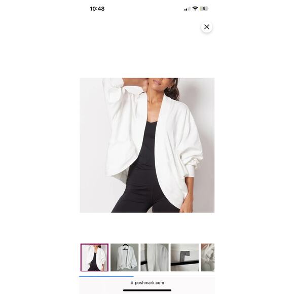 Sweaty Betty London Cora cardigan cotton lily white size medium NWT - Picture 5 of 8